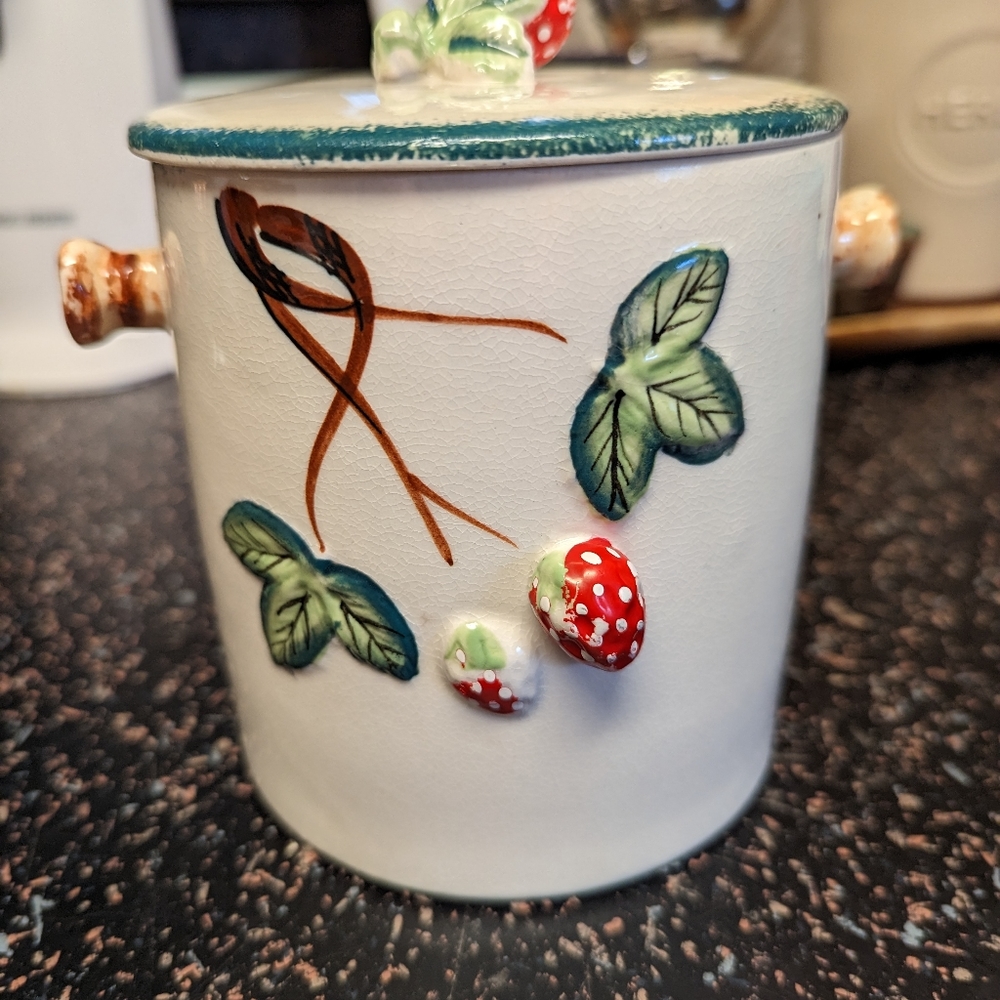 Vintage Strawberry Biscuit Jar